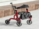 Lightweight Walking Frame, Folding Rollator Walker with Seat and Backrest, Red T3398P555098
