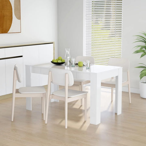 ZNTS Dining Table High Gloss White 140x74.5x76 cm Engineered Wood 804208