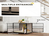 80cm Furniture Style Dog Crate Dog Cage End Table Indoor with 3 Doors Soft Washable Cushion, for T3398P349628