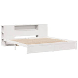 Bookcase Bed without Mattress White 180x200cm Super King Solid Wood Pine 3322366