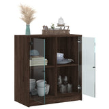 Side Cabinet with Glass Doors Brown Oak 68x37x75.5 cm 836426
