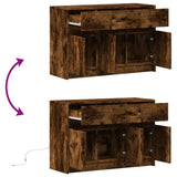 TV Cabinet with LED Smoked Oak 91x34x61 cm Engineered Wood 852184