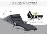 Steel Frame Outdoor Garden Padded Sun Lounger w/ Pillow Black T3398P315432