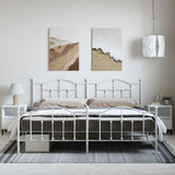 Metal Bed Frame without Mattress with Footboard White 193x203cm 353512