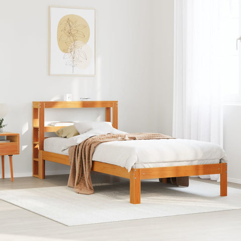 Bed Frame without Mattress Wax Brown 100x200 cm Solid Wood Pine 3306063