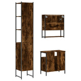 3 Piece Bathroom Furniture Set Smoked Oak Engineered Wood 3214677