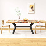 ZNTS Dining Table Solid Reclaimed Wood and Steel Cross 180 cm 244804