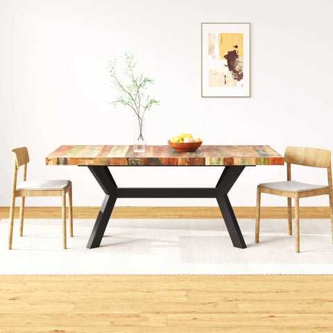 ZNTS Dining Table Solid Reclaimed Wood and Steel Cross 180 cm 244804