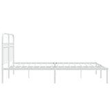 Metal Bed Frame without Mattress with Headboard White 140x190cm 376649