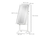 Jewellery Cabinet with LED Light, Lockable Jewellery Organiser with Full-Length Mirror for Bedroom T3398P329937