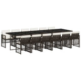 13 Piece Garden Dining Set with Cushions Brown Poly Rattan 3210765