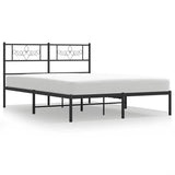 Metal Bed Frame without Mattress with Headboard Black 135x190cm 355266