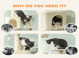 202cm Cat Tree with 6 Scratching Posts, 2 Hammocks, 2 Condos, 2 Perches, Pompoms, for Cats to Rest T3398P552535