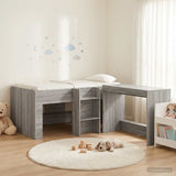 Kids'High Bed Frame with Desk 2 pcs Grey Sonoma 3423467