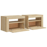 Bedside Cabinets 2 pcs with LEDs Sonoma Oak 60x35x40 cm 3080737