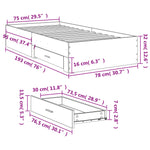 Bed Frame with Drawers without Mattress Brown Oak 75x190 cm Small Single 3280446
