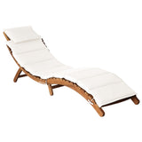 Sun Lounger with Cream Cushions Solid Wood Acacia 363284