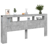 LED Headboard Concrete Grey 220x18.5x103.5 cm Engineered Wood 837375