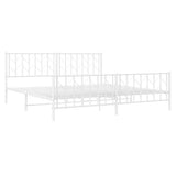 Metal Bed Frame without Mattress with Footboard White 193x203cm 374510