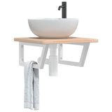 Basin Shelf Wall Mounted Steel and Solid Wood Oak 3302382
