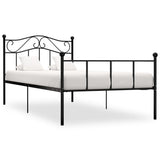 284524 Bed Frame without Mattress Black Metal 100x200 cm