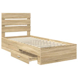 Bed Frame with Drawer Sonoma Oak 100 x 200 cm Engineered Wood 3412006