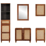 Bathroom Cabinet 5 pcs Brown and Black Solid Mango Wood 3310174