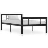 Bed Frame without Mattress Black and White Metal 100x200 cm 284551