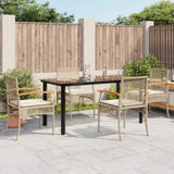 Garden Dining Set Black table, Beige chairs, Cream white cushions 3213634