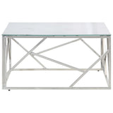 Coffee Table Silver Stainless Steel and Tempered Glass 349947