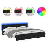 Bed Frame with Headboard Black Oak 200 x 200 cm Engineered Wood 3403603