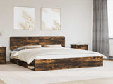 Bed Frame Smoked Oak 180 x 200 cm Solid Pine Wood 3412456
