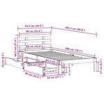 Bed Frame with Drawers without Mattress White90x200 cm 3302005