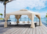 3 x 3 m Garden Gazebo Double Roof Marquee Patio Wedding Party Tent Canopy Shelter with Sidewalls, T3398P324050