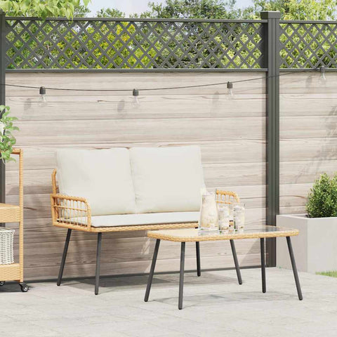 Garden Dining Set 2 pcs Natural Poly Rattan 3328647