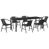 Garden Dining Set 7 pcs Black Powder-Coated Steel 3379385
