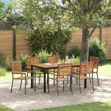 Garden Dining Set 7 pcs Grey and Natural Poly Rattan 3365500