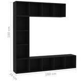 3 Piece Book/TV Cabinet Set Black 180x30x180 cm 278789