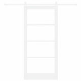 Sliding Door White 93 x 202 cm Solid Pine Wood and Glass 3332428