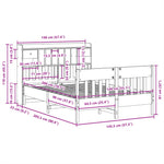 ZNTS Bed Frame without Mattress White 140x200 cm Solid Wood Pine 3323261