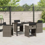Garden Dining Set 5 pcs Grey Poly Rattan 3380694