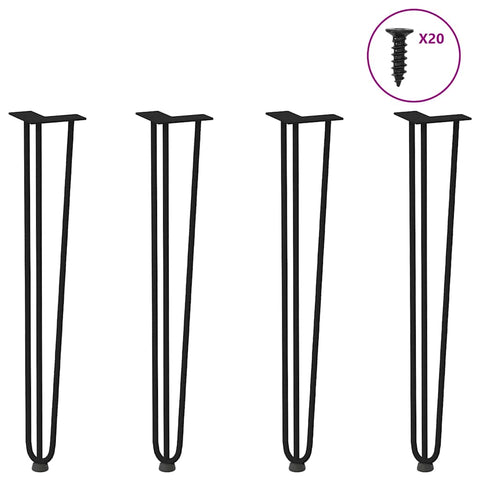 ZNTS Hairpin Table Legs 4 pcs Black 72 cm Solid Steel 4012444