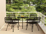 5 Piece Garden Dining Set Black Poly Rattan 3157840