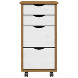 Rolling Cabinet with Drawers MOSS Honey Brown Solid Wood Pine 4015793