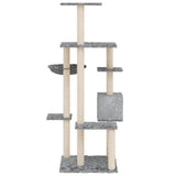 Cat Tree with Sisal Scratching Posts Light Grey 142 cm 171592