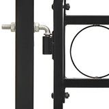 Fence Gate Double Door with Arched Top Steel 400x150 cm Black 143094