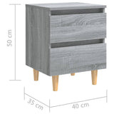 Bed Cabinets with Solid Wood Legs 2 pcs Grey Sonoma 40x35x50 cm 813125