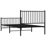 ZNTS Metal Bed Frame without Mattress with Footboard Black 100x200cm 350877