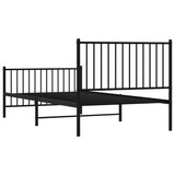 ZNTS Metal Bed Frame without Mattress with Footboard Black 100x200cm 350877