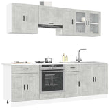 ZNTS 8 Piece Kitchen Cabinet Set Kalmar Concrete Grey Engineered Wood 3314845